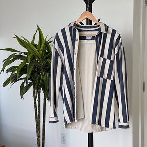 Zara linen blue/white striped jacket